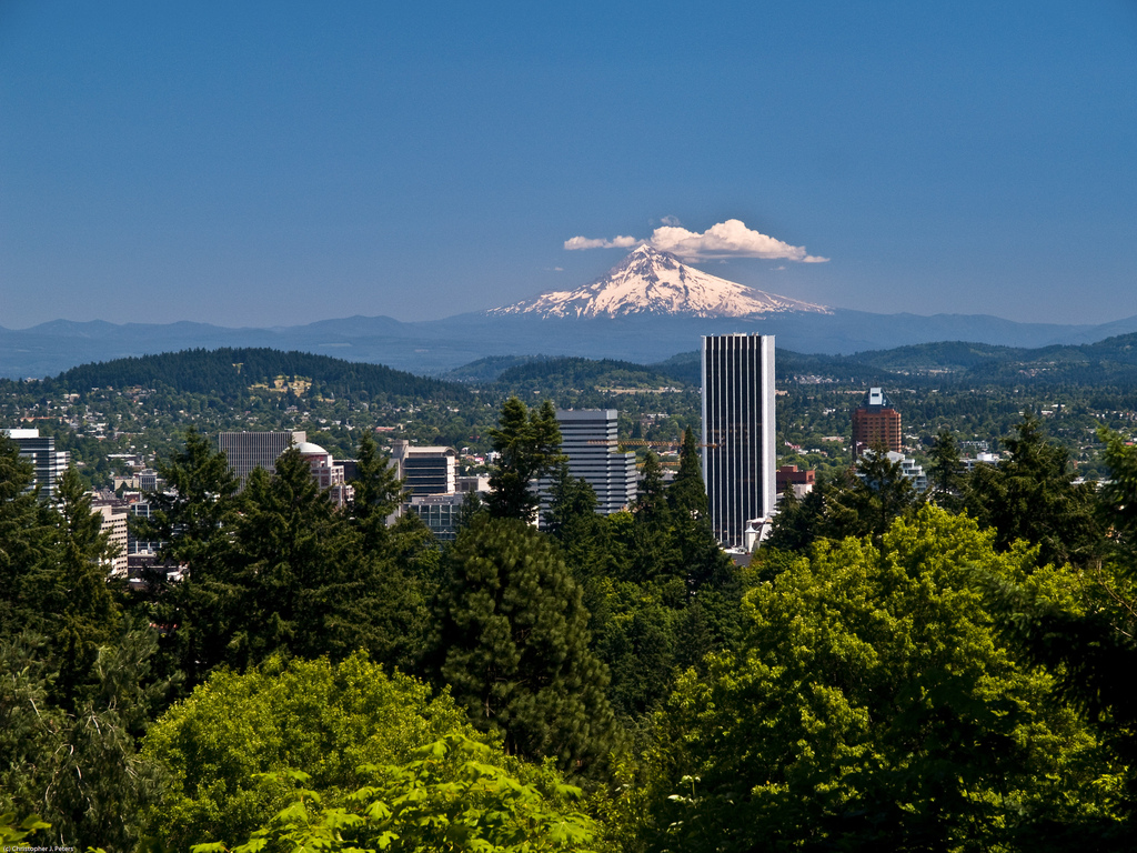 Portland, Oregon, with Mt. Hood in the distance. ThinHouse-0